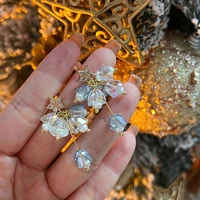 korean style delicate bells star drop earrings for women girls long tassel crystal dangle earrings jewelry birthday gifts
