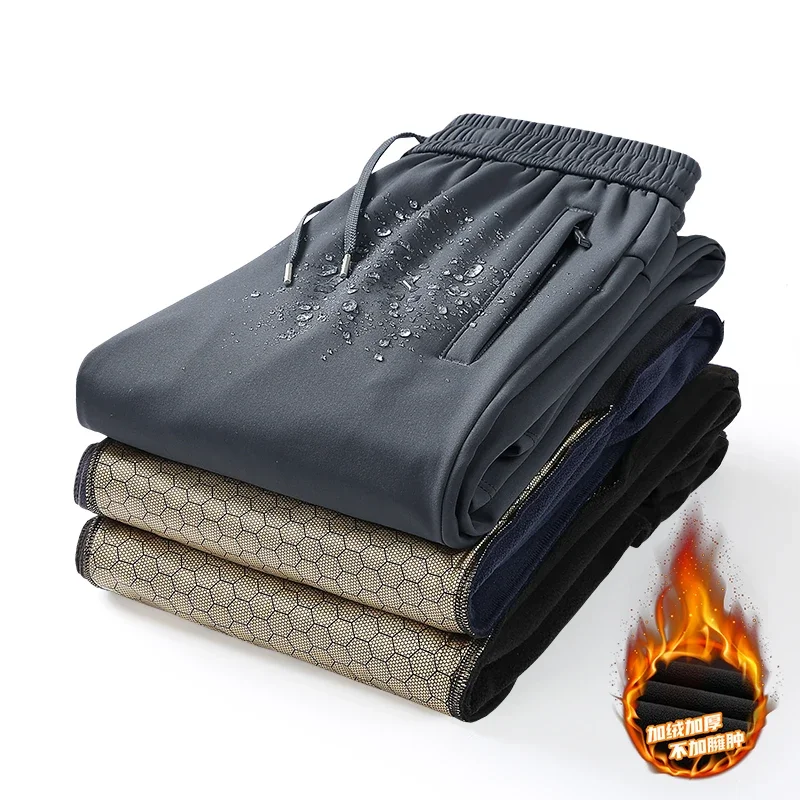 Новые зимние мужские брюки толстые теплые флисовые спортивные штаны с карманами