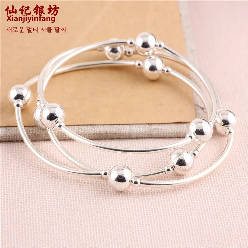 Дизайн из стерлингового серебра 99 простой эластичный женский браслет ручной