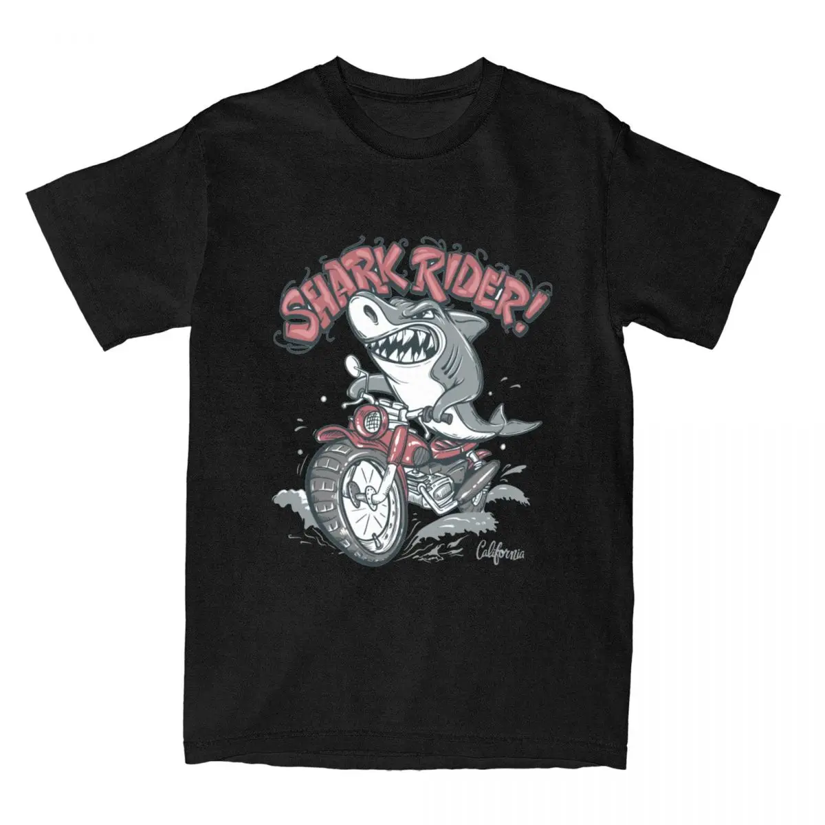 Футболка мужская с принтом Акула райдер Пляжная тенниска из чистого хлопка