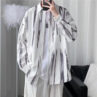 mens shirt stripe long sleeve loose big size casual pop spring and autumn tidal current streetwear recommend the new listing