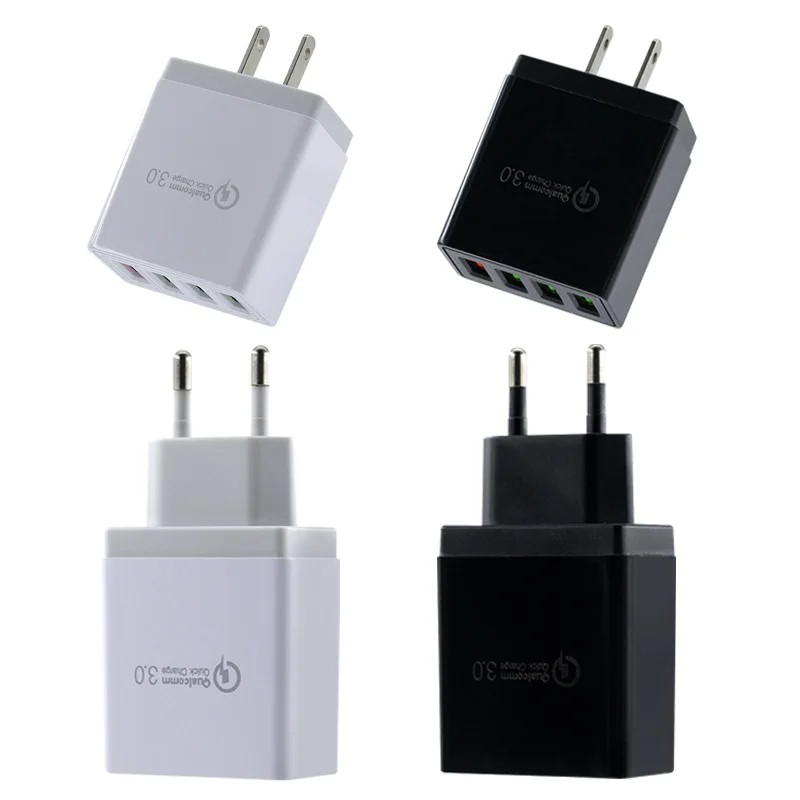 

QC3.04USB зарядное устройство для США и Европы, быстрая зарядка, четырехпортовая зарядная головка, многопортовая быстрая зарядка, дорожная зарядка