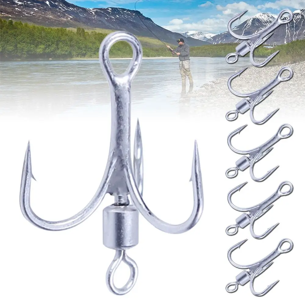 

10pcs Fishing Treble Hook High Carbon Steel Reinforced Vibration Rotary Sequin Barb Fresh Water Seawater Tackle
