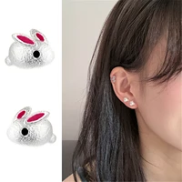 korean style cute rabbit earrings ear stud for women girls cartoon bunny stud earring fashion jewelry gift 2022 trend new