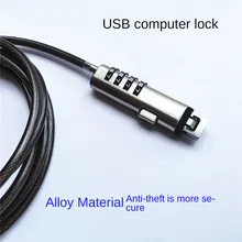 Laptop  lock Protective Anti Theft Cable USB Port  4 Digit Password  Laptop Lock Security SteelKeyless Office Notebooklock