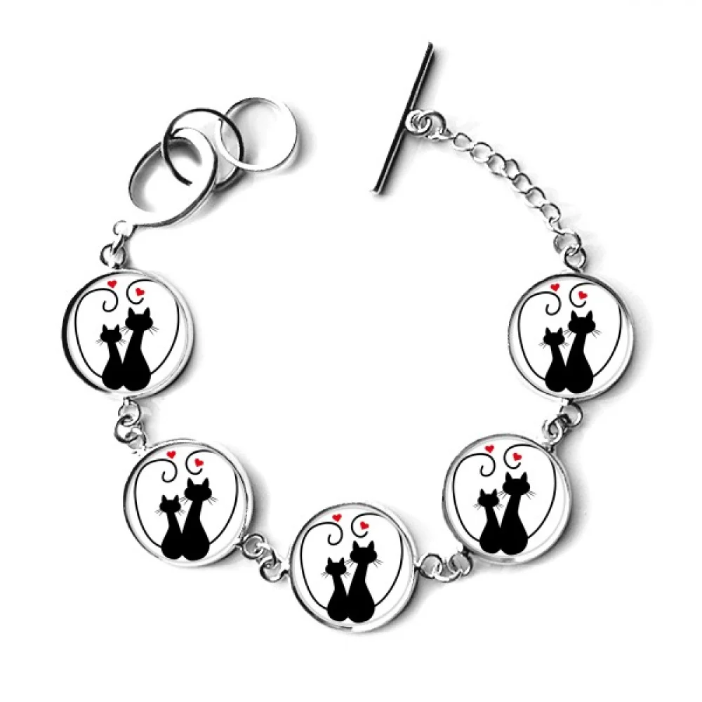 

Cat Lovers Sihouette Animal Valentine Bracelet Chain Charm Bangle Jewelry