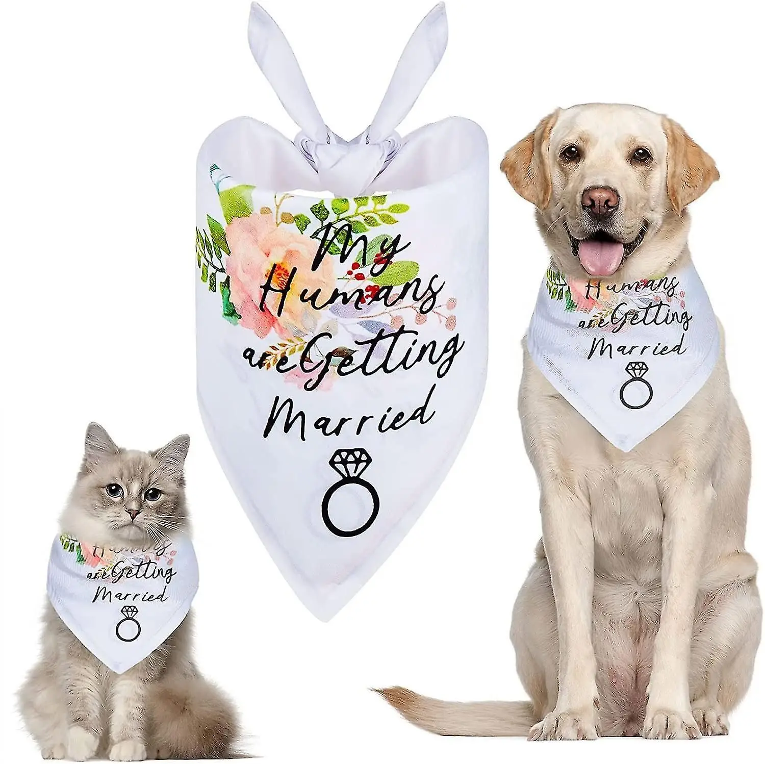 

Dog Wedding Bandana My Humans are Getting Married She Said Yes Pet Triangle Bib White Scarf Neckerchief Engagement Announcemet