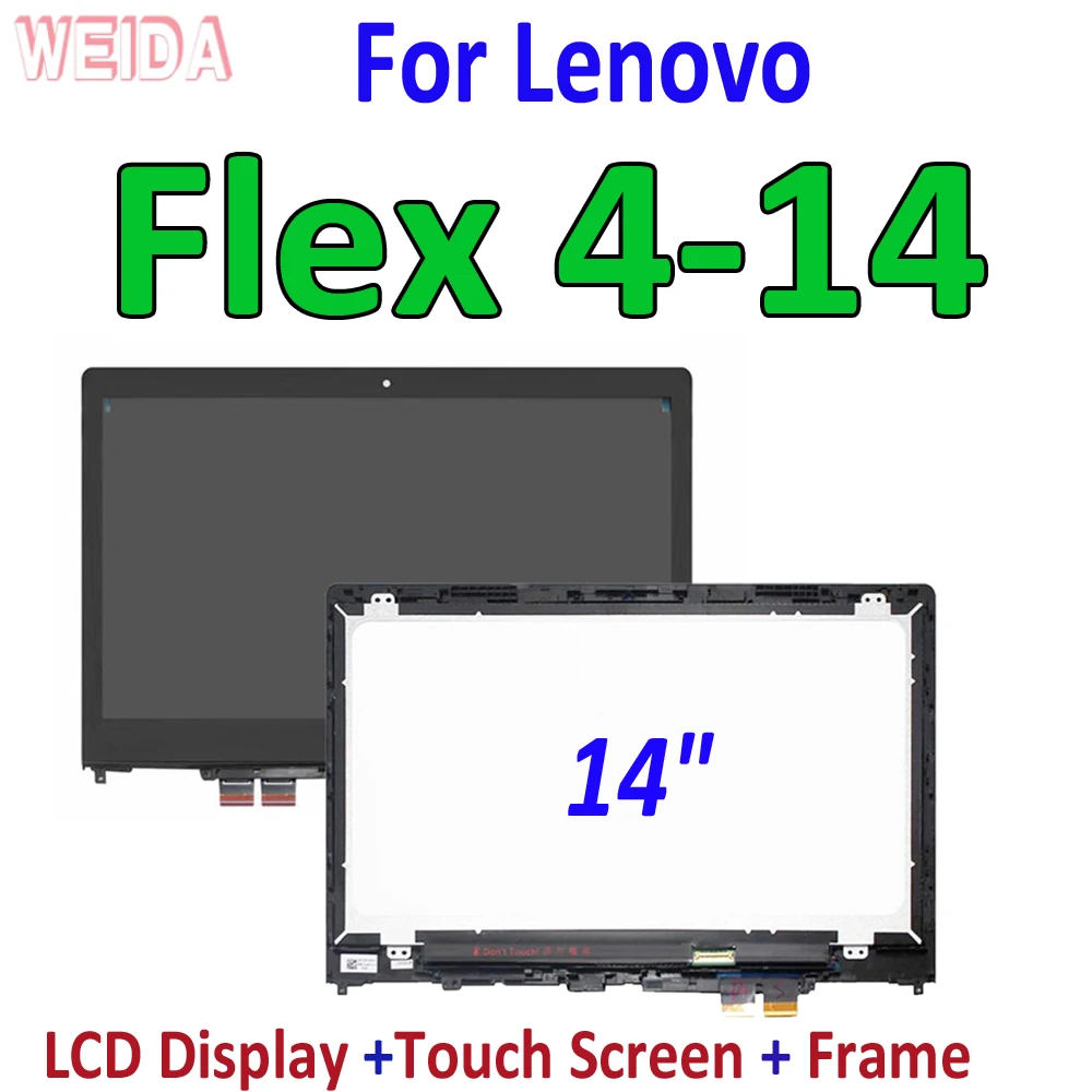 

ЖК-дисплей 14 "AAA + для Lenovo Flex 4-14 Flex4-14 Flex4 14, ЖК-дисплей, сенсорный экран в сборе, сменная рамка 1920x1080 1366x768