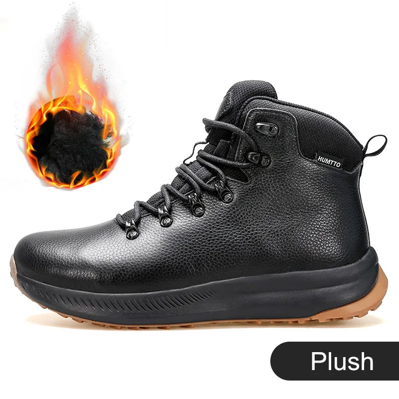 HUMTTO Winter Leather Shoes for Men Waterproof Sports Climbing Hiking Ankle Boots Mens Luxury Designer Outdoor Trekking Sneakers