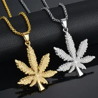 new hot sale hip hop rock gold sliver black personalized necklace metal pearl chain men women fashion maple leaf charm jewelry