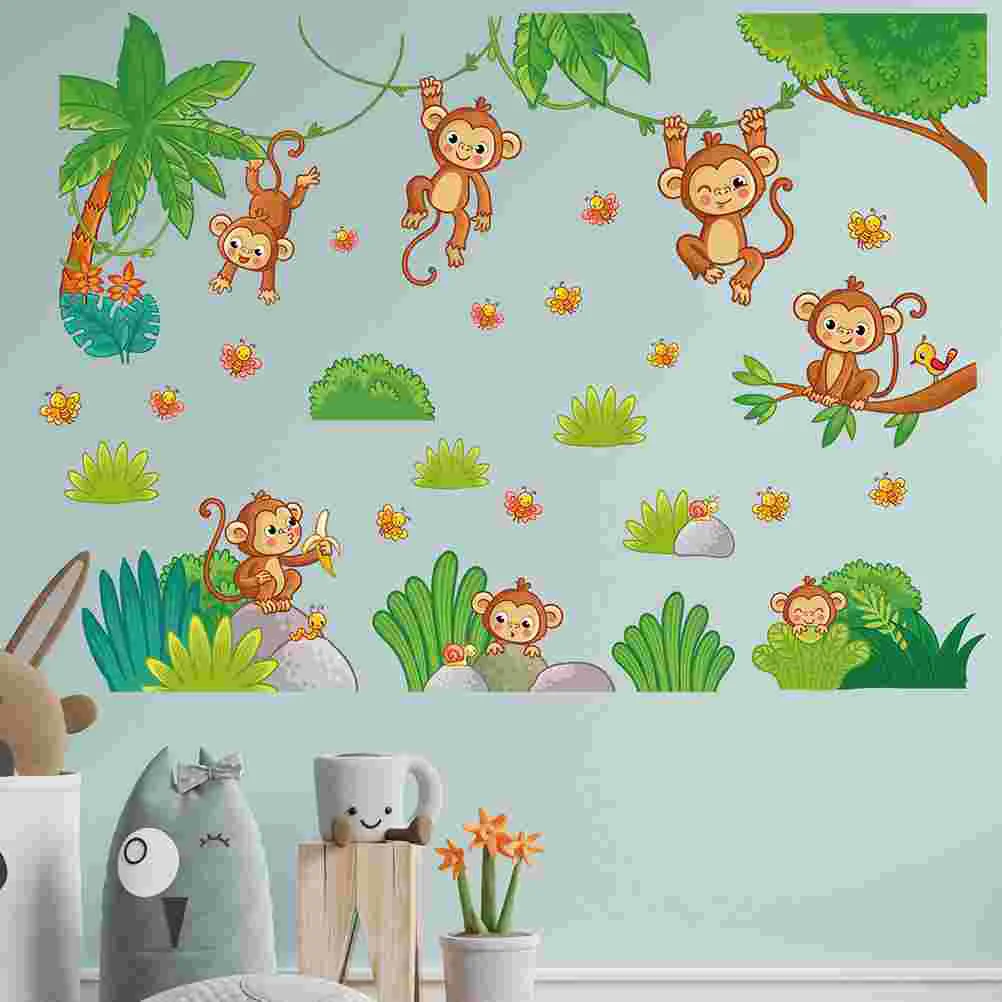 

Наклейки на стену в виде обезьяны, Декор, большие Переводные картинки, съемные обои для дома, детской комнаты, стильные ПВХ наклейки для гостиной, животные для детей