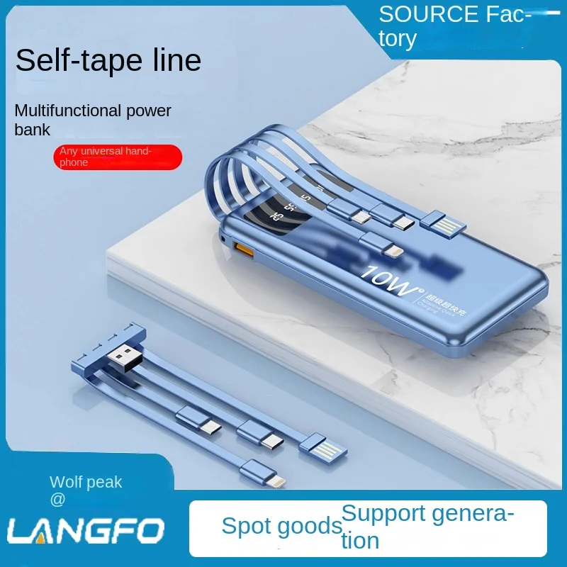 

20000mAh Power Bank Portable Charger with Built in Cables USB C Powerbank 3 Output & Input with LED Power Bank Battery Pack