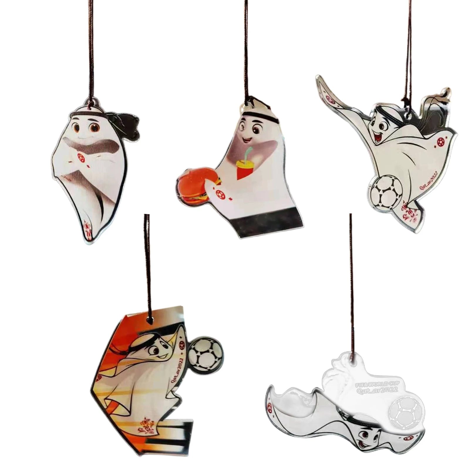

2022 Acrylic World Competition Cup Mascot Interior Pendant Accessories Football Cup Cute Cartoon La'eeb Cape Cloak Doll