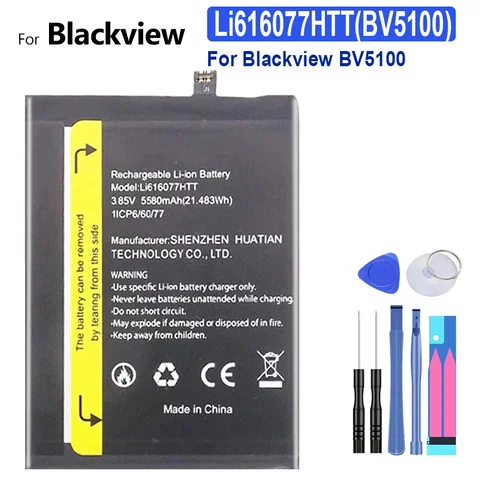 Мобильный телефон аккумулятор Li616077HTT (BV5100) 5580mAh для Blackview BV5100 BV 5100 Batterij