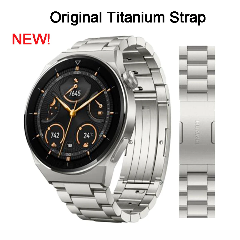 Цена Ремешок титановый для Huawei Watch 3/3pro, оригинальный титановый металлический браслет для Huawei GT 2 Pro, серый, 22 мм