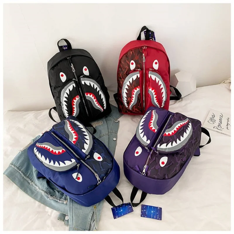 Xiaomi 2023 New Shark Printing Backpack Street Trend Backpack Waterproof Large Capacity Cartoon Student Schoolbag Gift