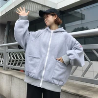 plush padded hoodie womens new korean streetwear harajuku kawaii oversized zipper sweatshirt clothing style long sleeved top