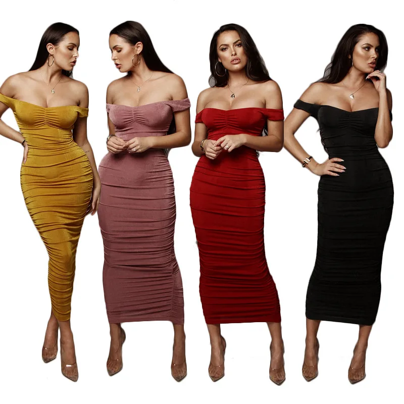

2022 Spring And Summer Women One Neck Off Shoulder Dress