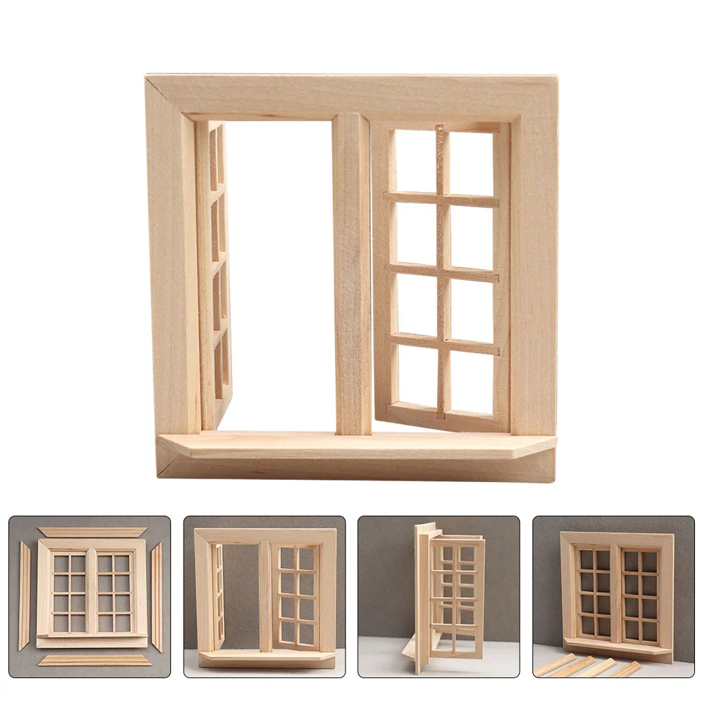 

Simulation Doors Windows Wooden Blank Model Mini Accessories Dolls Decorate Uncolored House Child Miniature Dollhouse