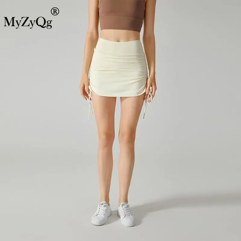 MyZyQg летние юбки для йоги с высокой талией шорты ремешками на шнурке женские