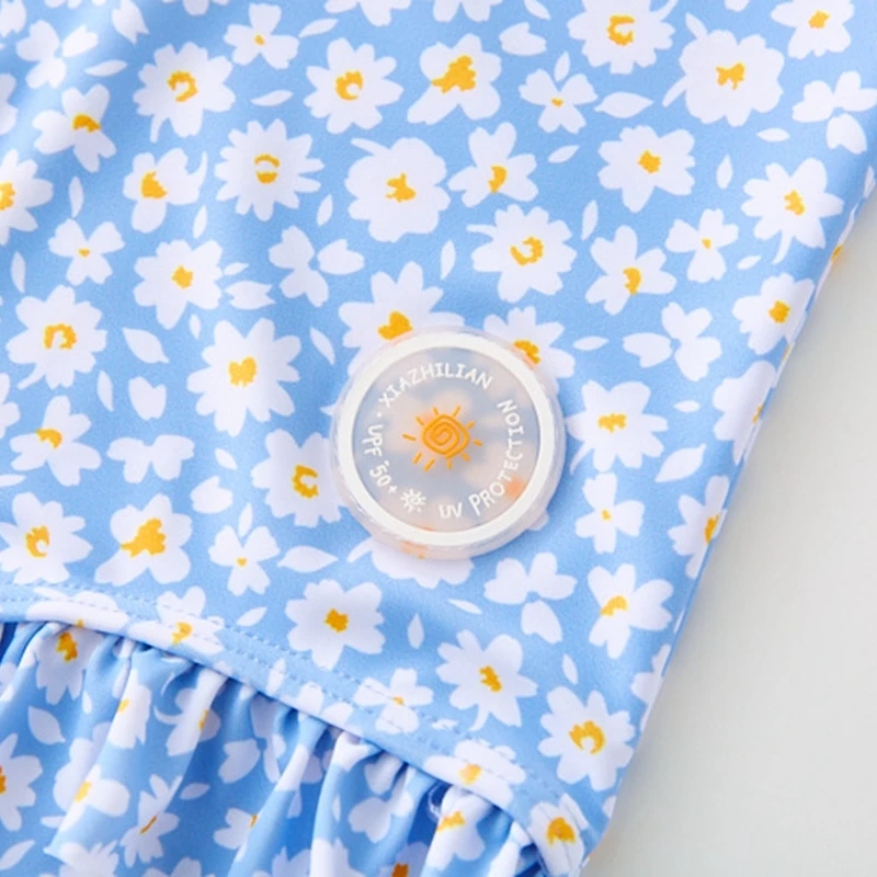 Swimsuit for Girls Floral Baby Girl Swimwear One Piece with Cap Infant Toddler Bathing Suit Kids Summer UPF50 Beach UV Clothes