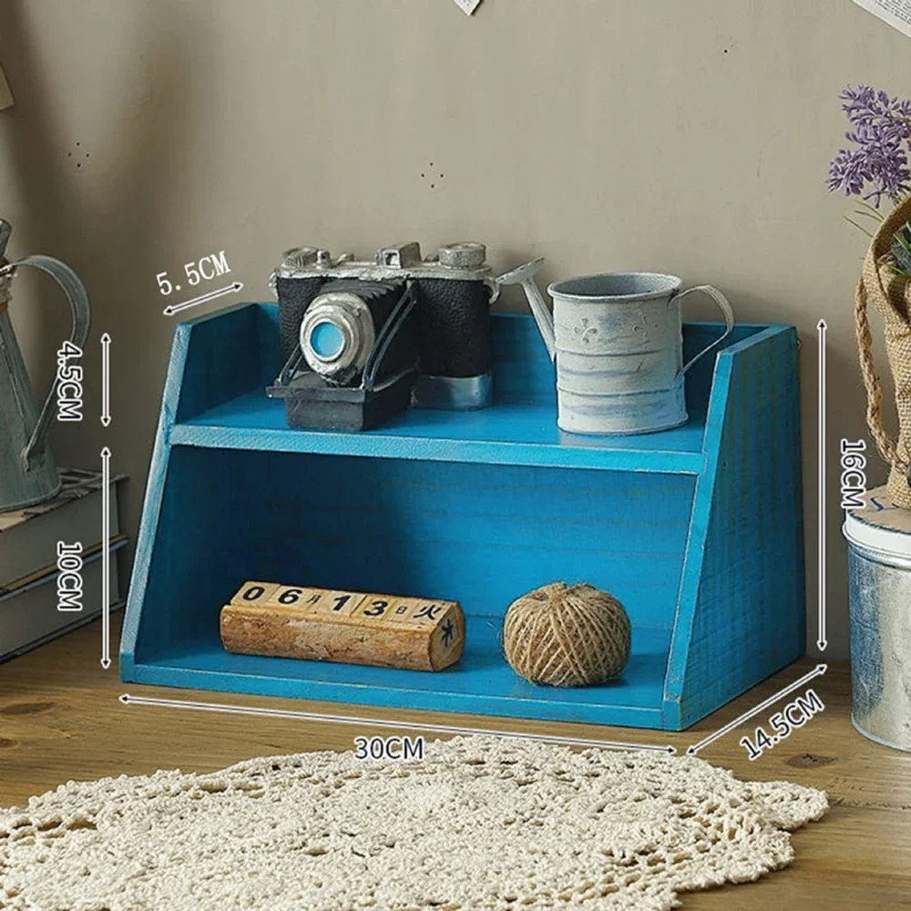 

Винтажная полка для хранения из цельного дерева — многослойные пылезащитные полки для духов, косметики и безделушек, настольный органайзер