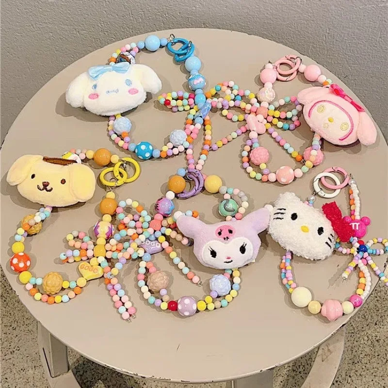 

Hello Kitty Kuromi Kawaii Sanrio Cinnamoroll Anime Colorful Bag Pendant Beading Cute Cartoon Creative Keychain Girl Jewelry Gift