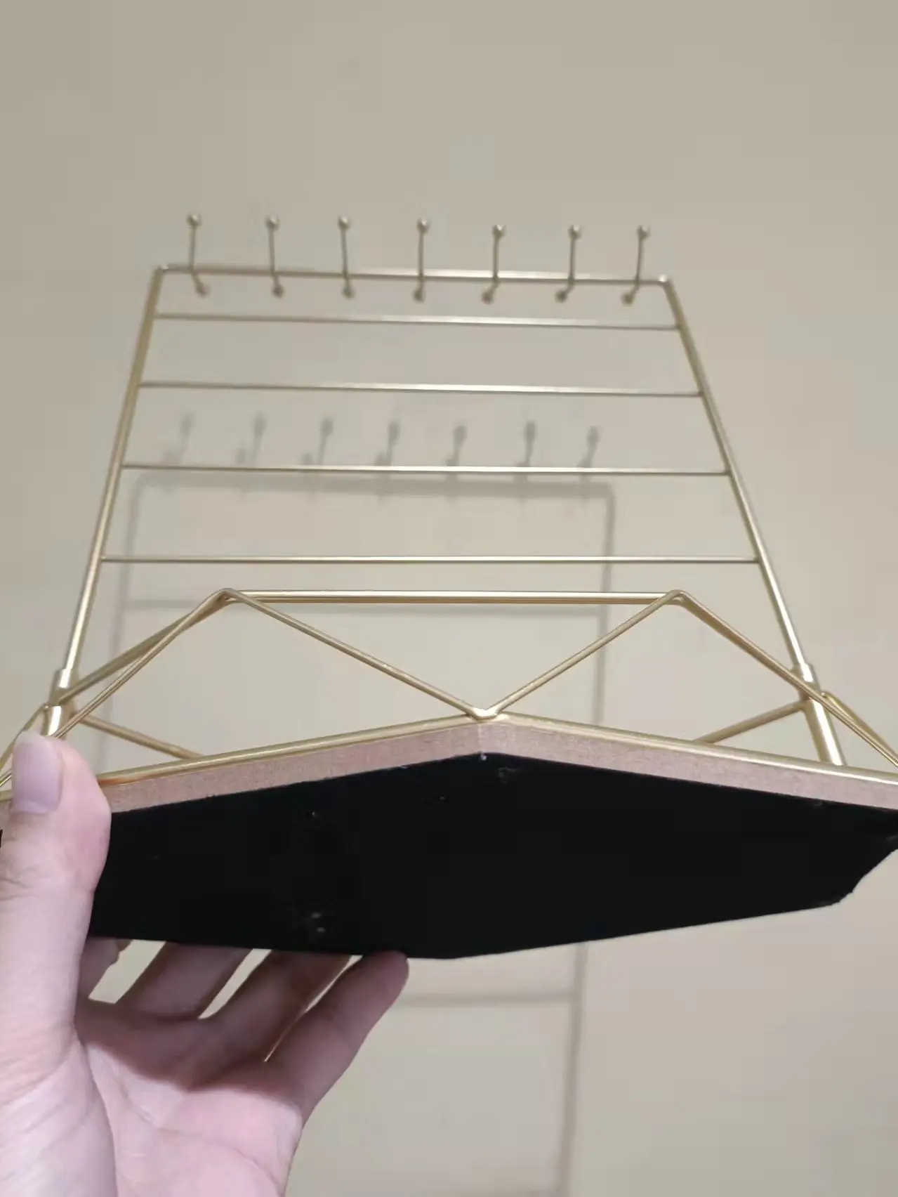 Table Hanging Jewelry Organizer Jewelry Stand Holder Display Stand with Jewelry Tray Base Gold Metal Frame Rack Holder