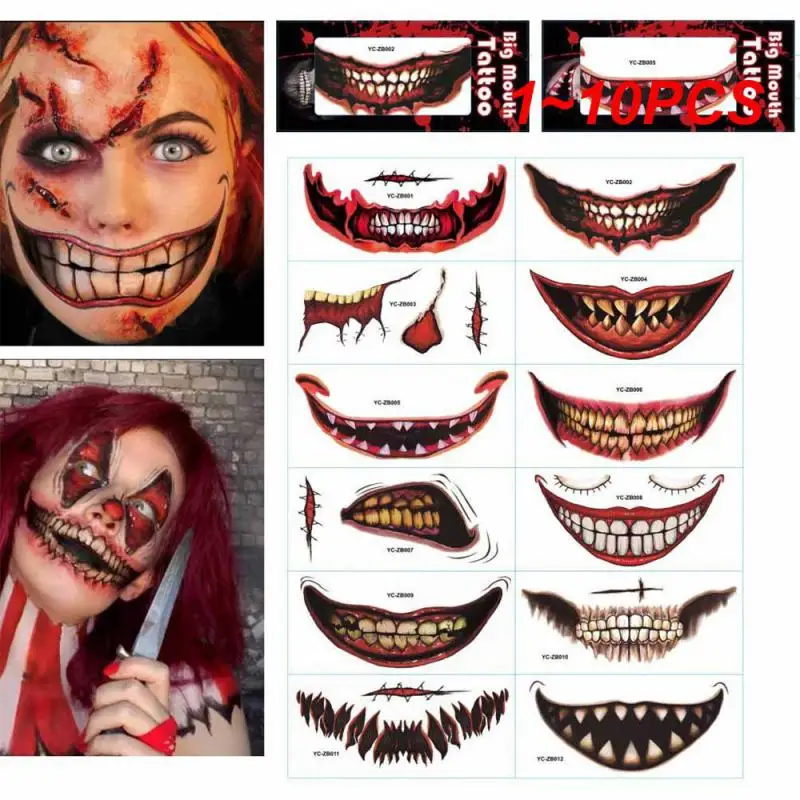 

1~10PCS Sticker Durable Lasting Has Many Uses Creepy Look Unique Design Cosplay Accessories Creepy Lip Decals Convenient
