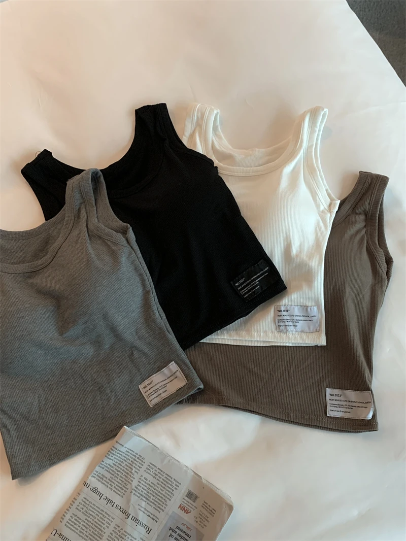

Sports vest for women in summer, short black suspenders, I-shaped bottoms, sleeveless tops with breast pads, BM