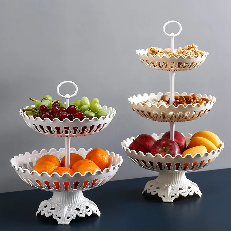 2/3 Tiers Large Capacity Fruit Storage Stand Home Party Fruit Food Decor Organizer Rack Dessert Cake Candy Display Shelf Holder