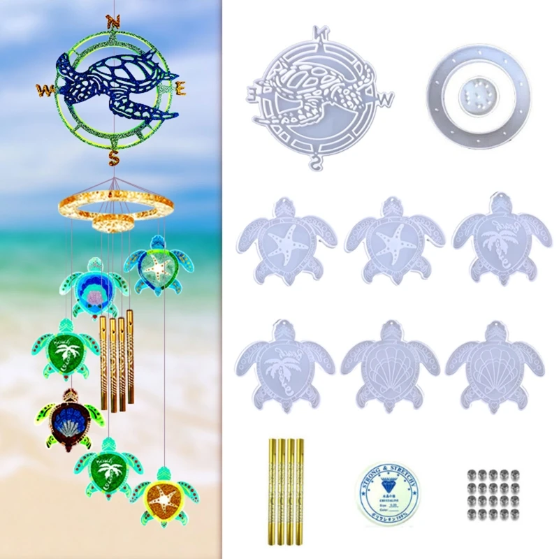 

Little Sea​​ Turtle Wall Hanging Wind Chime Mould Silicone Epoxy Resin Molds DIY Pendant Jewellery Making Home Decor 124A
