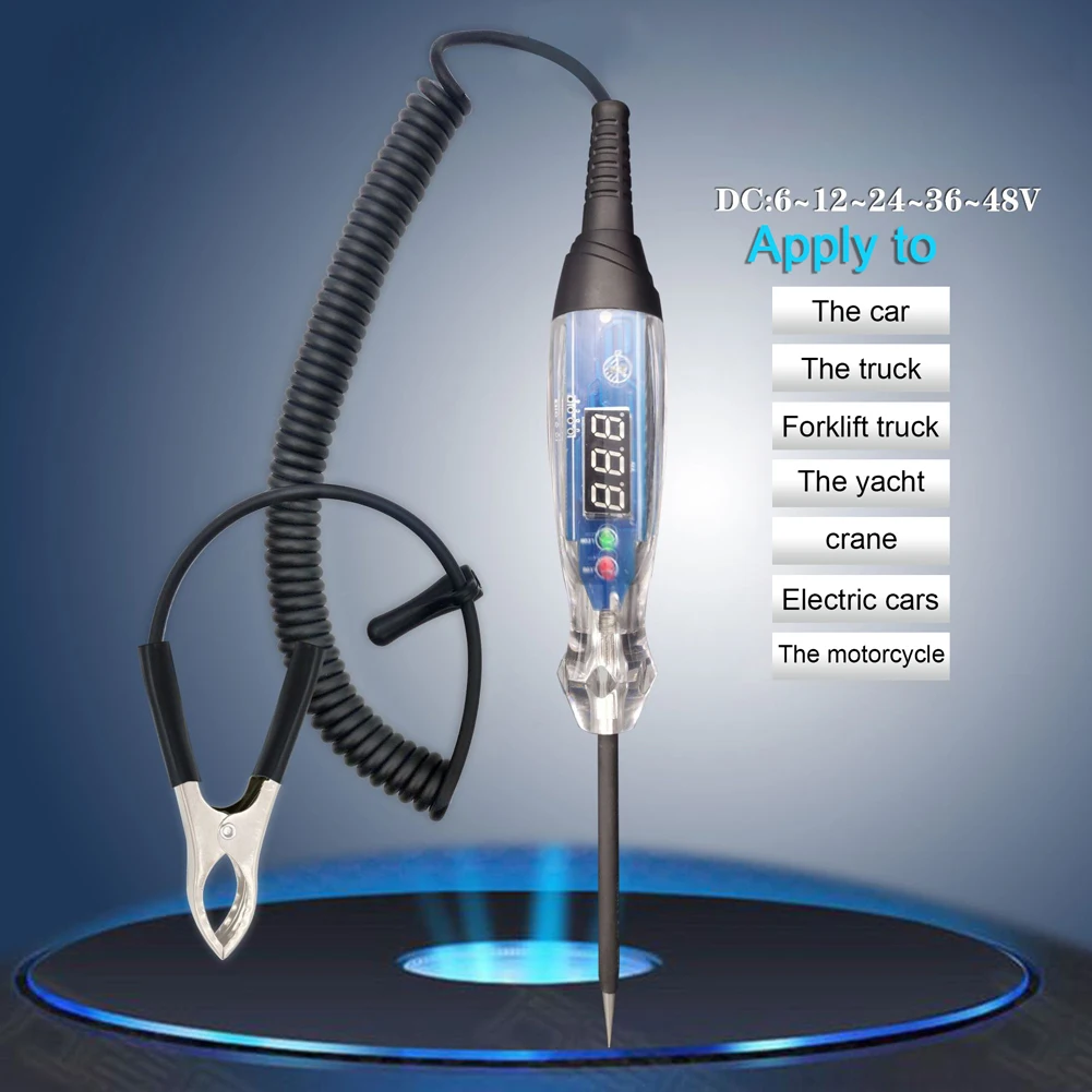 

Цифровой светодиодный индикатор напряжения постоянного тока 3-60 в, автоматическая электрическая цепь, зонд, тестер напряжения, ручка-детект...