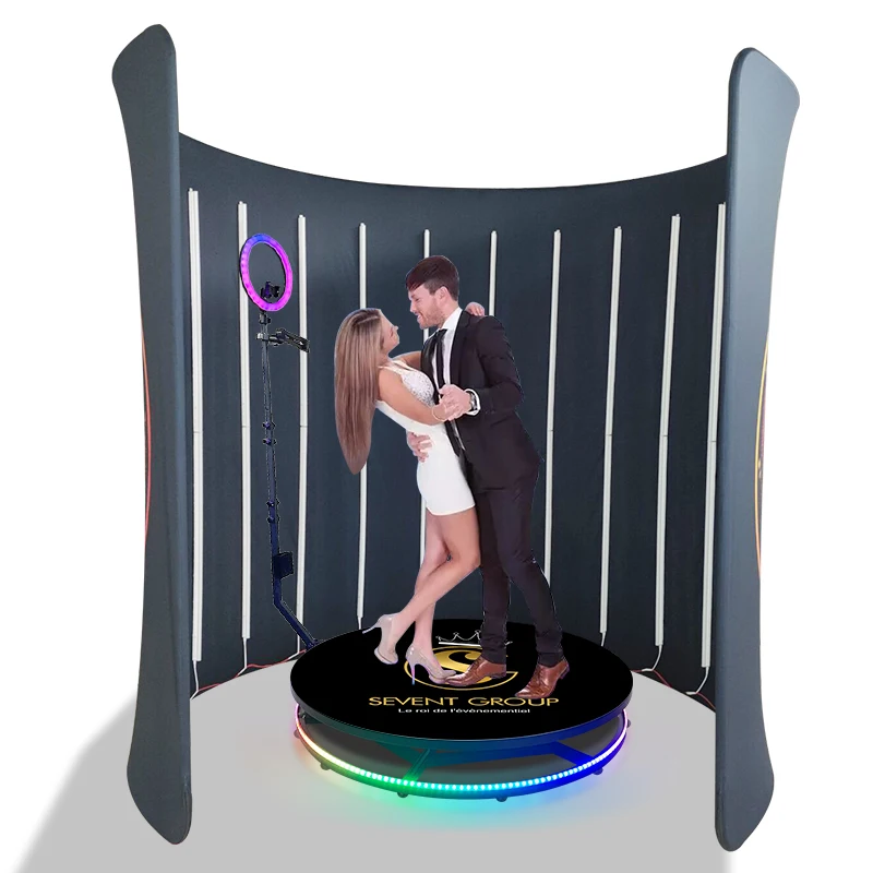 

8ft/10ft Backdrop For 360 Photo Booth 360 Party Photo Booth Machine Enclosure Backdrop Stand With 28/32 LED Light