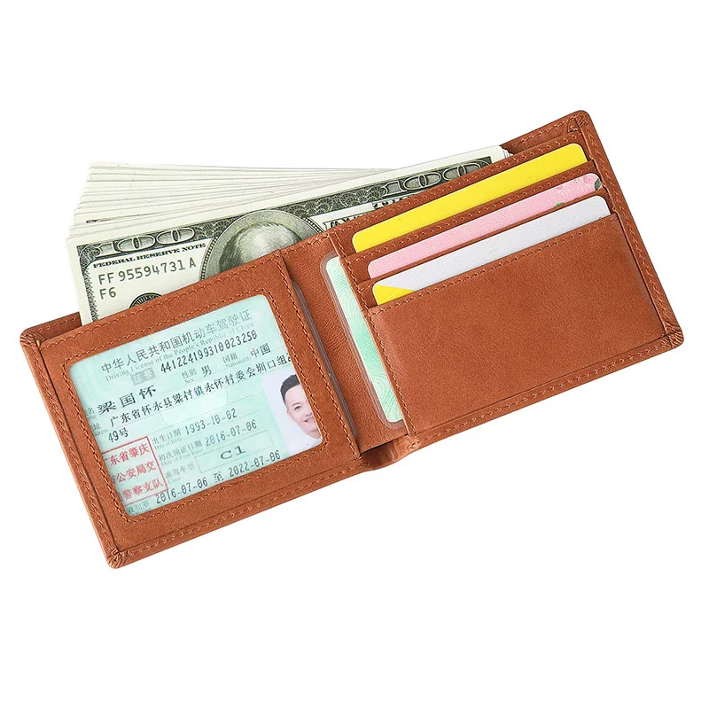 Двухскладные кошельки для мужчин мужской вместительный кожаный кошелек с