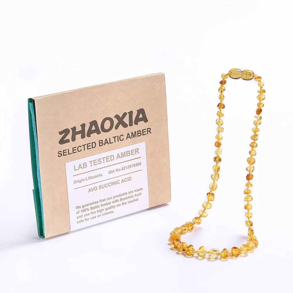 

Baltic Amber Teething Necklace/Bracelet for Baby - Gift Box - 10 Colors - 5 Sizes - Lab Tested