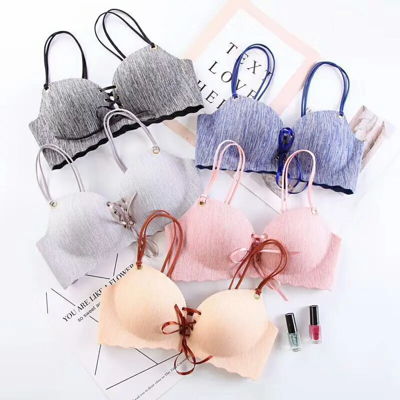 

One Piece Seamless Lace Underwear for Girls with Small Breasts Gathered, Adjustable Bra, Thin Section, Breathable Without Rims