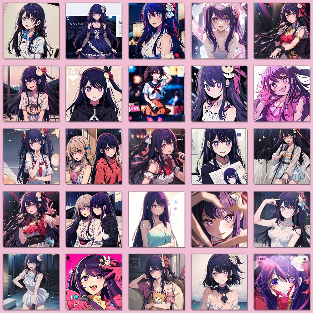 

48Pcs Kawaii Anime Oshi No Ko Hoshino Ai Stickers Personality Waterproof Car Accessories Decal Stationery Custom Stickers
