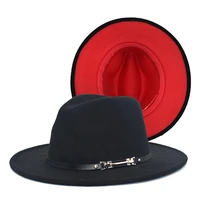 fedora hats for men wide brim simple church derby top hat with belt artificial wool blend felted jazz cap womens vintage hat
