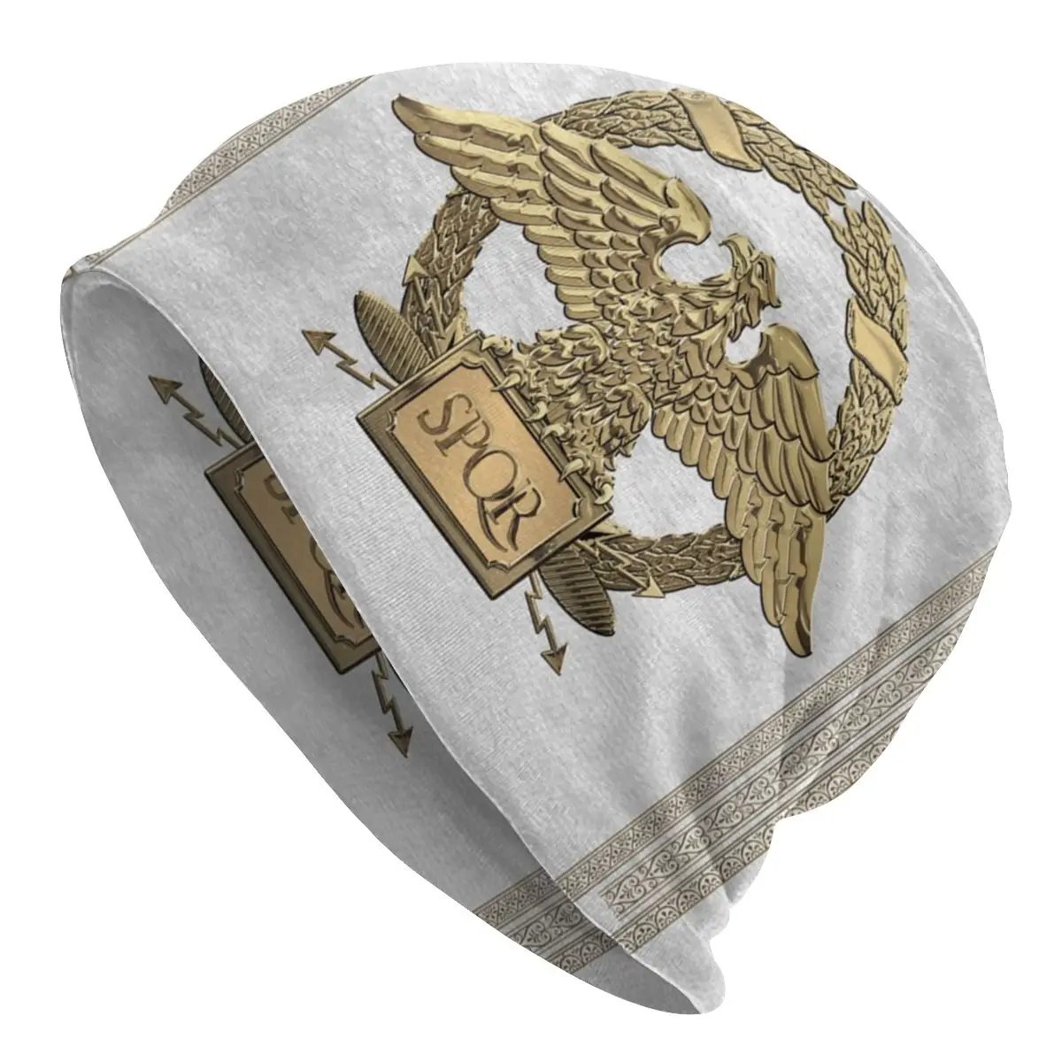 

Gold Roman Empire Eagle Beanie Cap Unisex Winter Warm Bonnet Femme Knit Hats Street Outdoor Ski Rome SPQR Emblem Beanies Caps