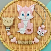 customizable beech english letter name baby silicone cat pacifier clips chains teether pendants baby pacifier kawaii teether