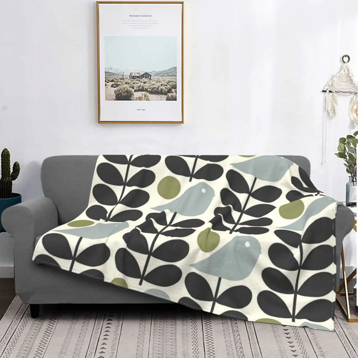 

Multi Stem Bird Blanket Soft Fleece Spring Autumn Warm Flannel Orla Kiely Scandinavian Throw Blankets for Sofa Car Bedroom Quilt