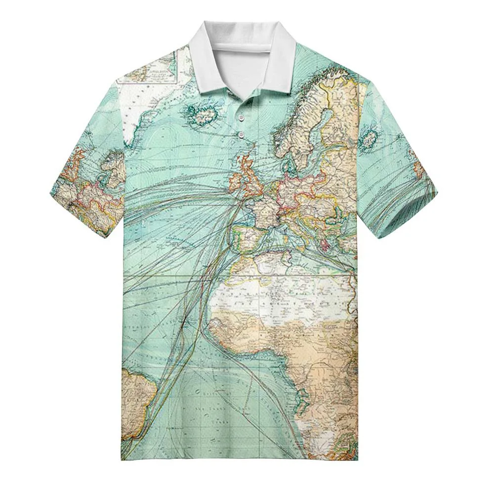 

Повседневная Свободная рубашка с отложным воротником и коротким рукавом, с 3D-принтом