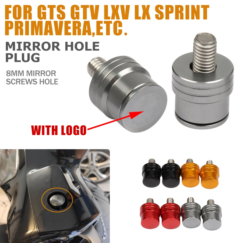 

Motorcycle Mirror Hole Plug Screws Bolt Cover Caps For Vespa GTS 300 GTV 250 Primavera 150 Sprint LX LXV Motorcycle Accessoris
