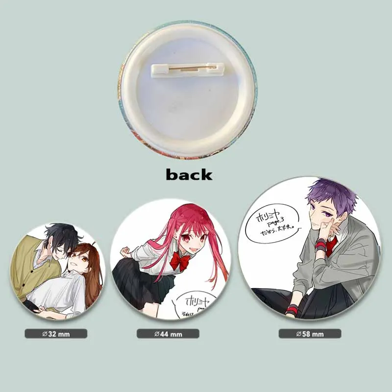 32/44/58mm Anime Horimiya Round Button Pins Cartoon Badge Brooches for Clothes Backpack Hat Decoration Jewelry Accessories Gifts