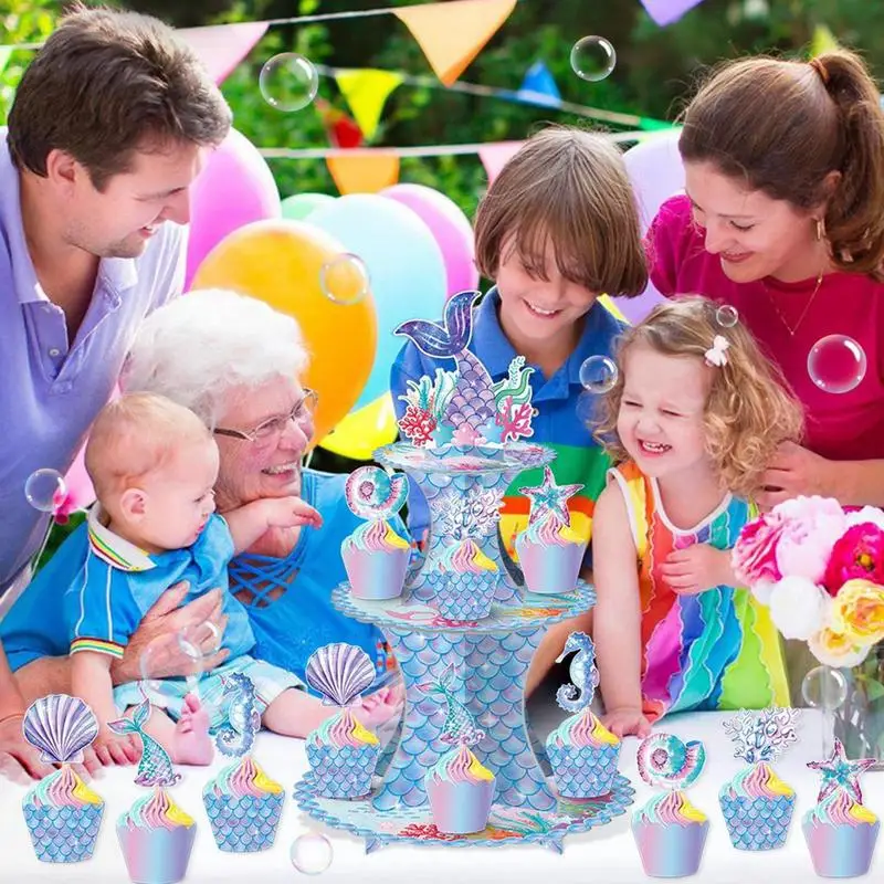 Мермейд искусственный держатель под морем мермейд 3-уровневый сервировочный