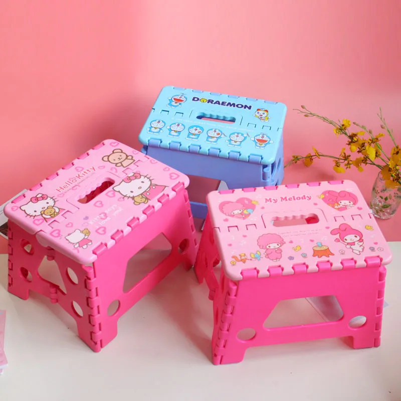 

30X20X20 Sanrio Folding Stool Plastic Small Dengzi Hello Kitty Children Portable Maza Low Stool Outdoor Fishing Mini Bench Chair