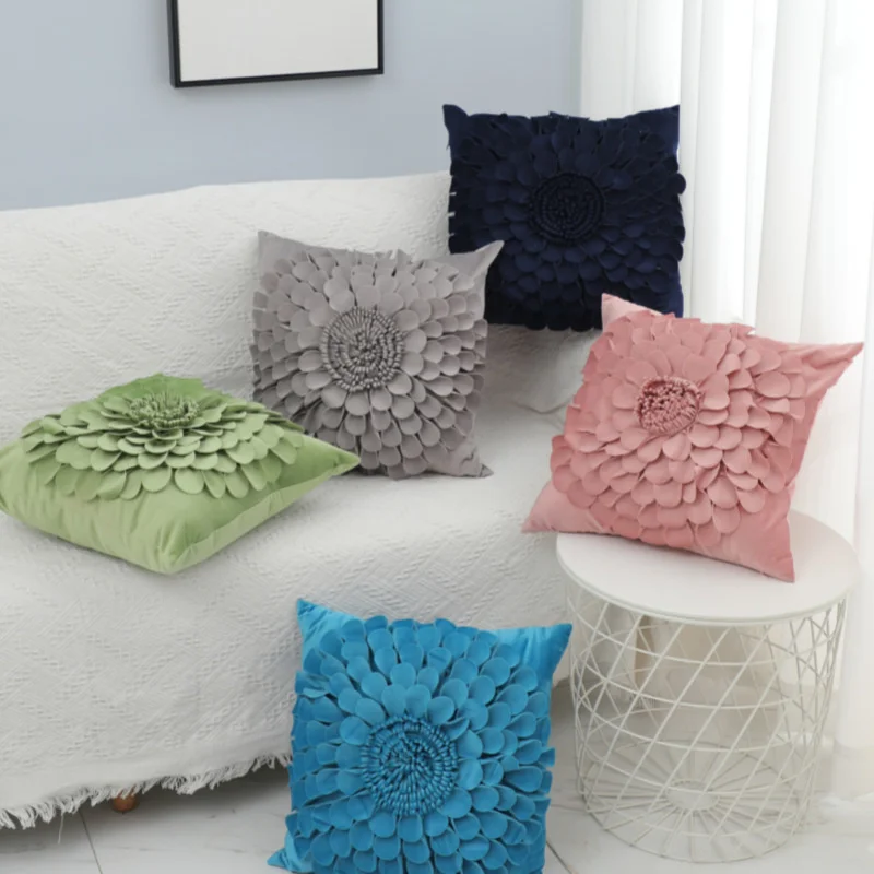 

Soft Pillow Cushion Sofa Flower Throw Pillows Three Dimensional Floral Bolster Cojines Decorativos De Sofa Decorative Pillow