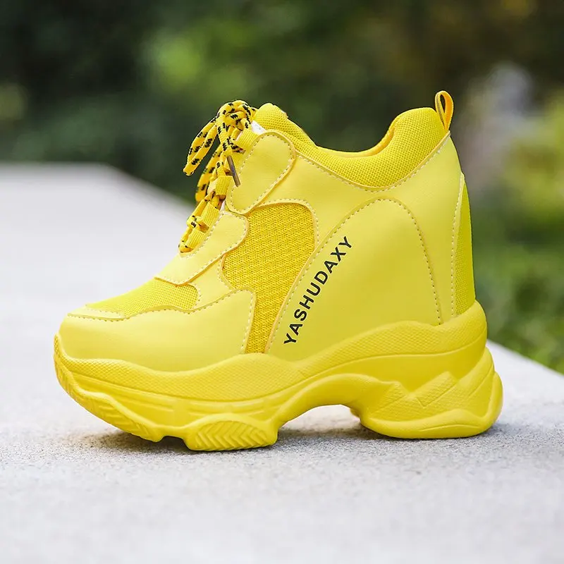 

New Black Dad Chunky Sneakers Casual Vulcanized Shoes Woman High Platform Sneakers Lace Up White Sneakers Women 2023