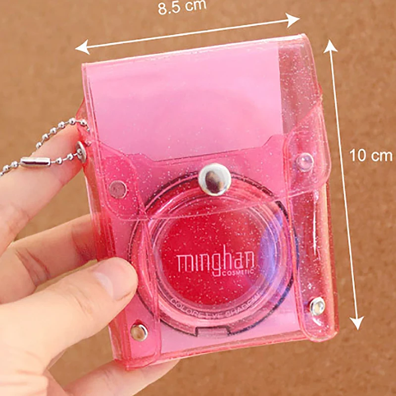 Мини-сумка для макияжа милая прозрачная сумка губной помады с блестками розовая